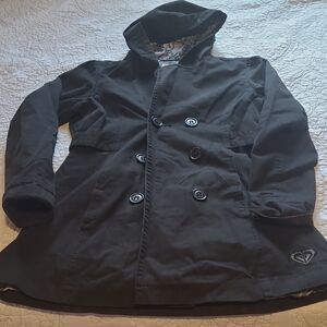 Roxy Black Pea Coat Classic Double-Breasted Design